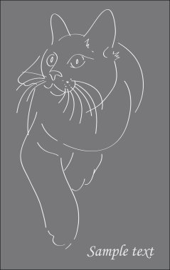 kedi vektör elle çizilmiş üzerinde gri