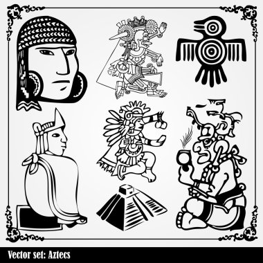 Vector set - American Indian national patterns clipart