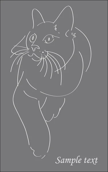 猫矢量手绘在灰色 — 图库矢量图片