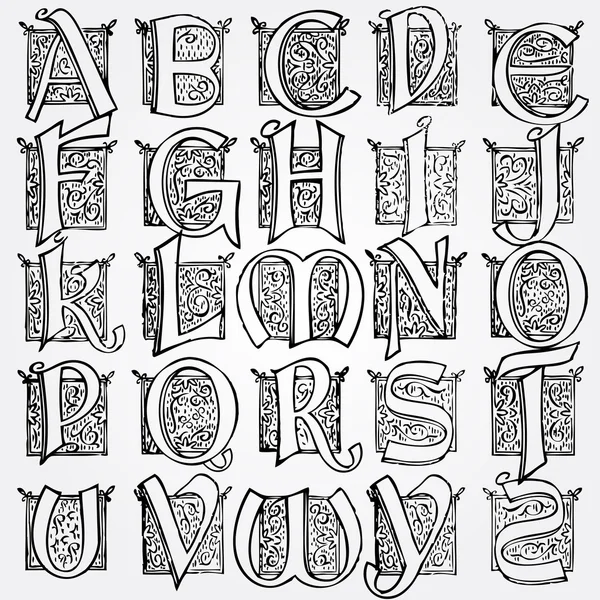 Vintage alfabetet vektor set — Stock vektor