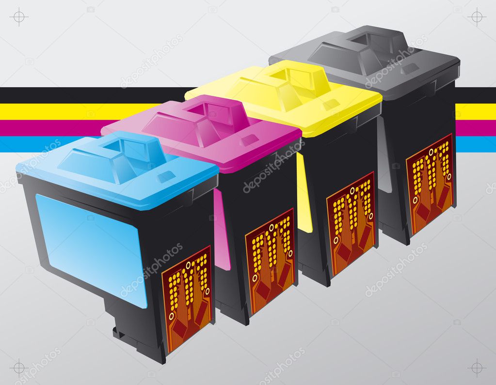 Printing ink cartridges background vector