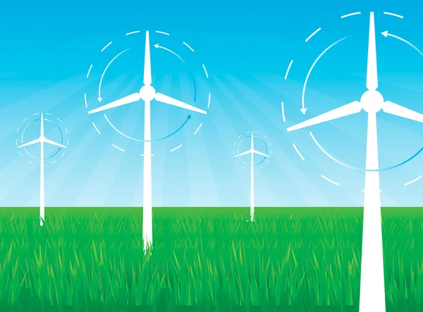 Windmills alternative energy background vector — Stock Vector