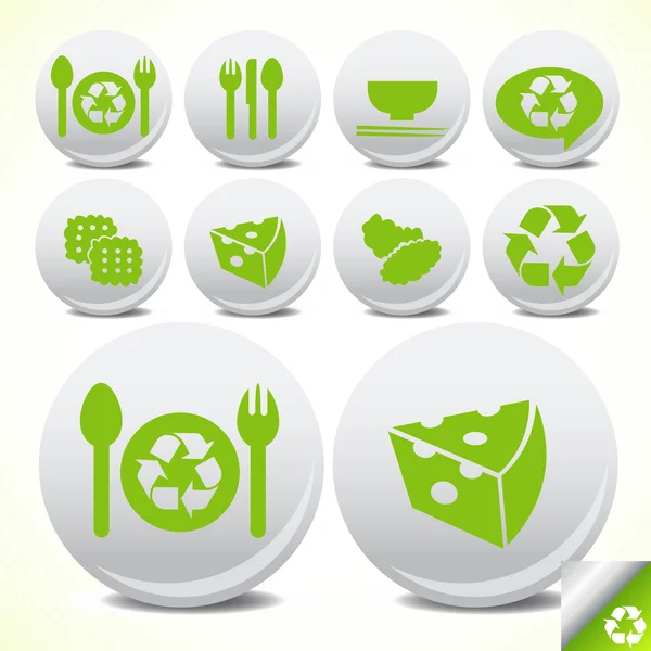 Eco restaurant pictogrammen knop set — Stockvector