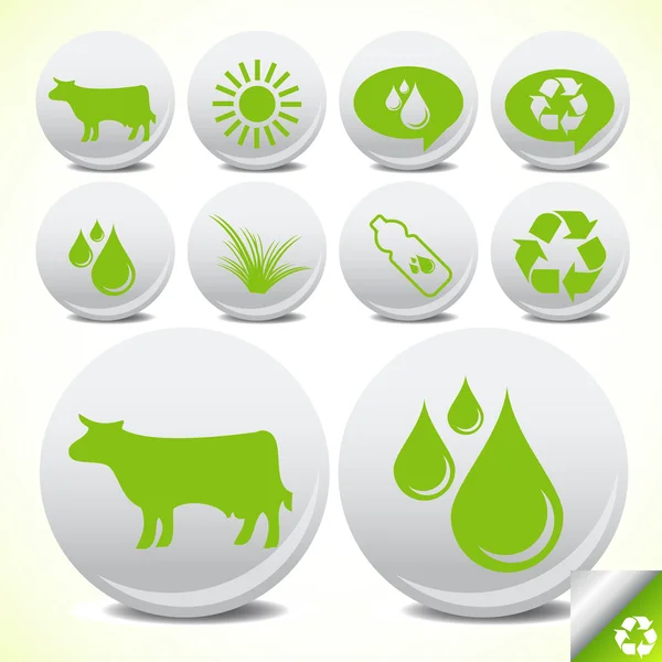Bio mleko ekologiczne ikona wektor zestaw — Wektor stockowy