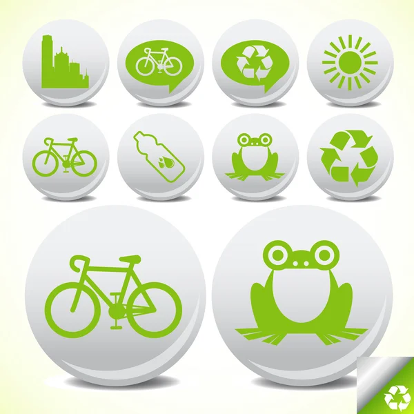 Glossy ecology eco icon set vector stickers — Stock Vector