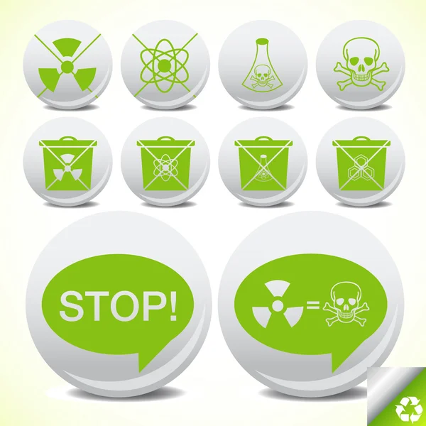 Ecology danger eco icon vector set stickers — Stock Vector