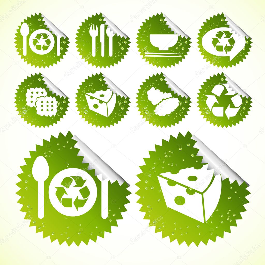 Eco restaurant icons button set