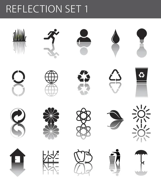 Set di riflessione 1 - set di icone dell'ecologia — Vettoriale Stock