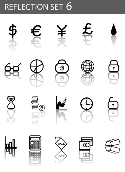 Conjunto de reflexión 6 - vector de iconos de negocio — Archivo Imágenes Vectoriales