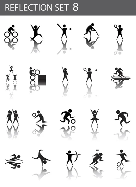 Ensemble d'icônes de réflexion 8- sport — Image vectorielle