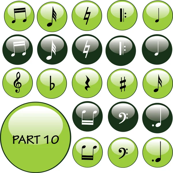 Glanzende pictogrammenset bladmuziek deel 10 — Stockvector