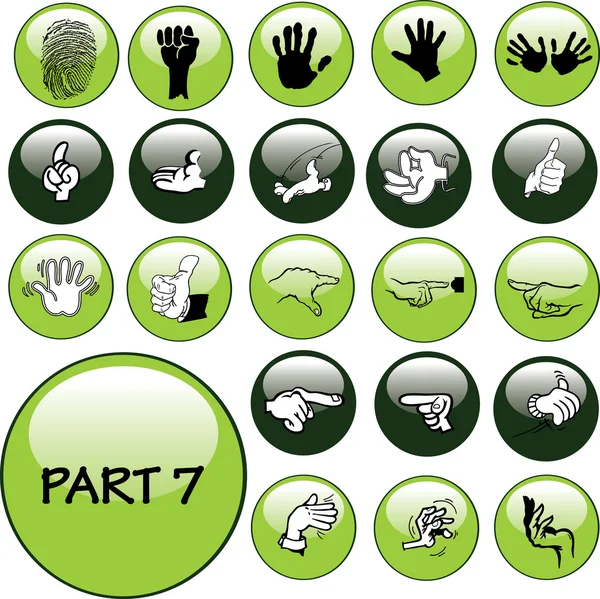 Ensemble d'icônes brillantes avec les mains partie 7 — Image vectorielle