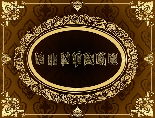 Vintage background golden frame with copy space vector — Stock Vector