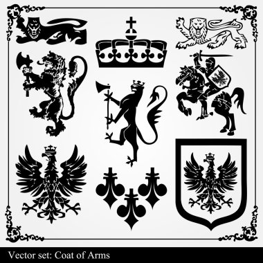 Silhouettes of heraldic elements clipart