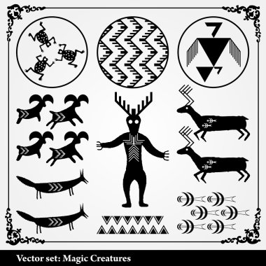 Silhouettes of heraldic elements clipart