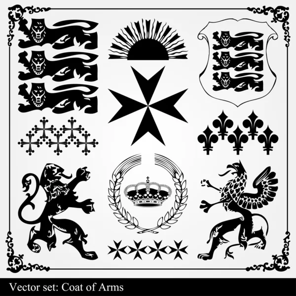 Siluety heraldických prvků — Stockový vektor