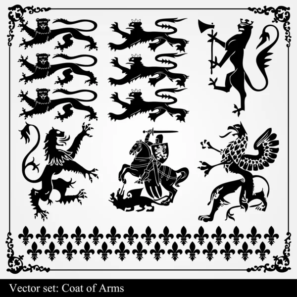 Silhouetten van heraldische elementen — Stockvector