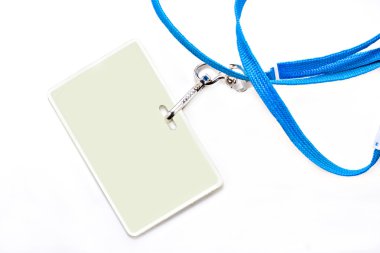 Name tag and blue lanyard clipart