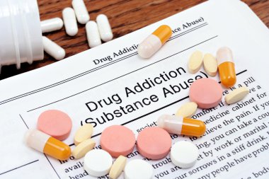 Drug Addiction and pills clipart