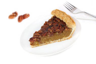 Pecan Pie Slice on White Background clipart