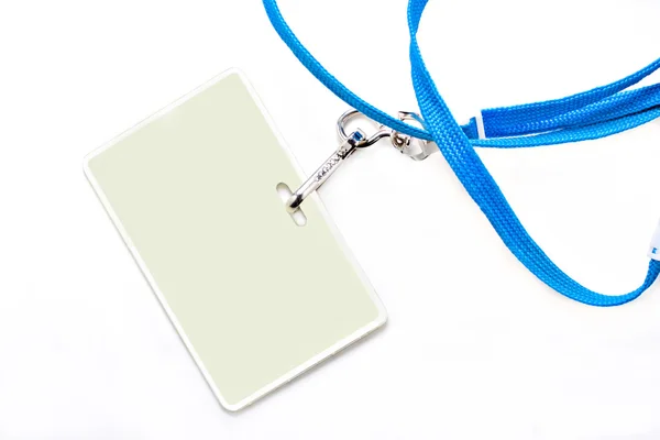 Nome tag e cordão azul — Fotografia de Stock
