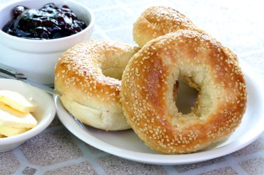 Fresh Sesame Bagels and Jam clipart