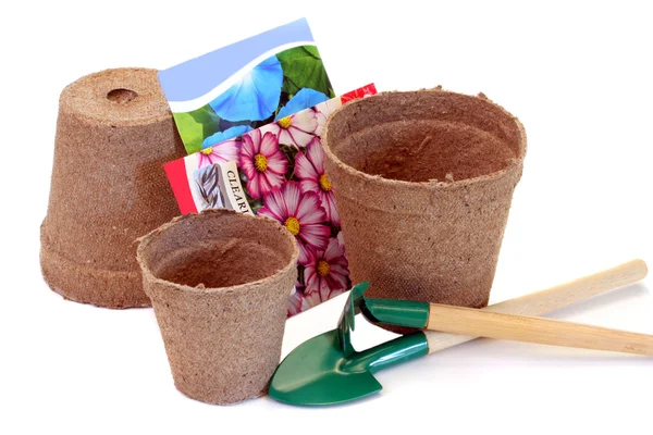stock image Peat pots and seed packages