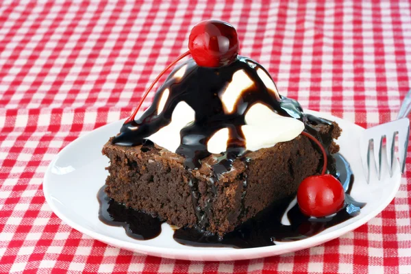 Sundae gelato brownie — Foto Stock