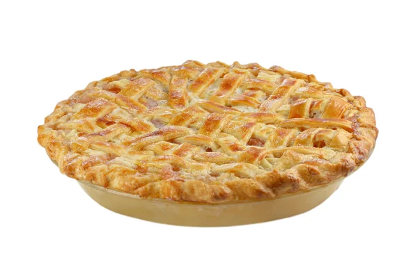 Peach Pie on White with Lattice Top — Stock Photo, Image