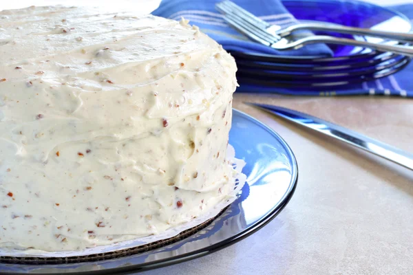 Vanille-Eiskuchen mit gehackten Nüssen. — Stockfoto