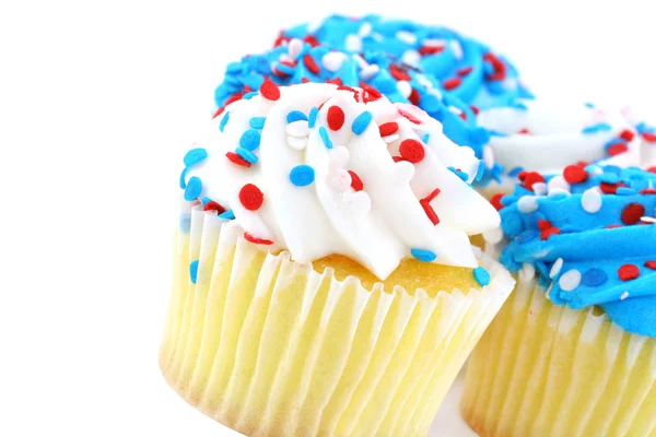 Feestelijke cupcakes in rood, wit en blauw — Stockfoto