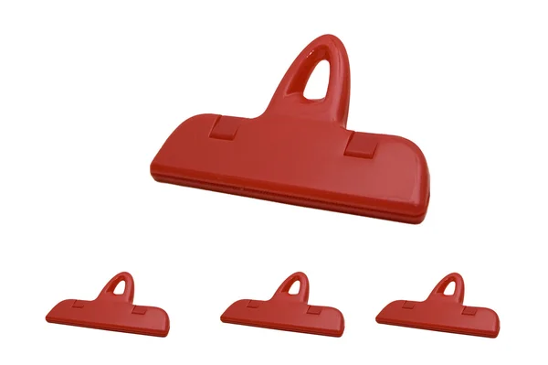 Pinzas de plástico rojas (clips de papel ) —  Fotos de Stock