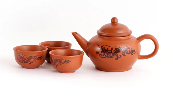 Set di piatti in ceramica per la cerimonia del tè — Foto Stock
