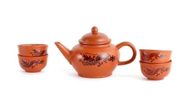 Çay töreni için seramik tabak seti — Stok fotoğraf