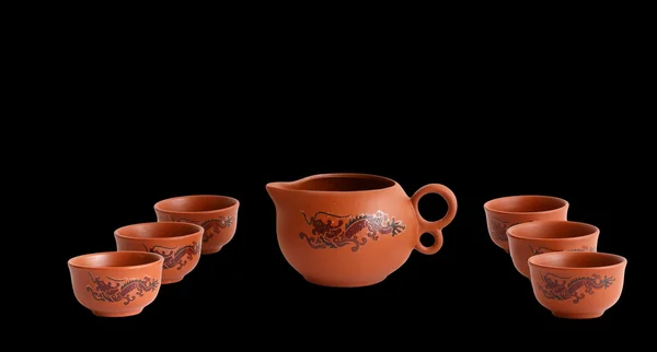 Набор керамических блюд для чайной церемонии — стоковое фото