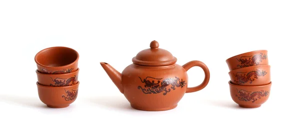 Conjunto de pratos de cerâmica para cerimônia de chá — Fotografia de Stock