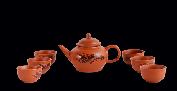 Σύνολο κεραμικά πιάτα για τσάι τελετή — Φωτογραφία Αρχείου