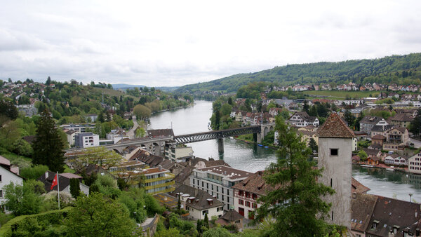 Switzerland, views of the city Stein am Rheine in cloudy weather