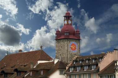 Lucerne, Switzerland, view the city in dull cloudy weather clipart