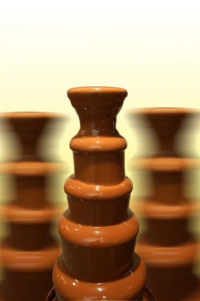 초콜릿 분수-초콜릿 흐르는 단계 세트 — 스톡 사진