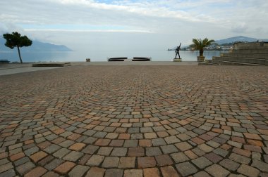 Cenevre Gölü ve Alpler Montreux, İsviçre şehirden görünüm