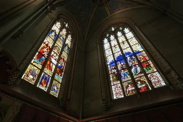 Switzerland, Geneva, stained glass window in the Cathedral of St. Peter — Stock Photo, Image