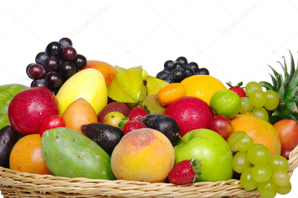 Exotic Fruits in a Basket (Close-up)