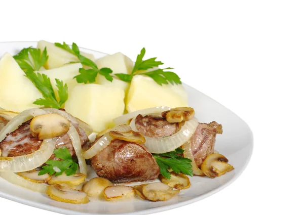 Fillet with Mushroomgravy and Onions — Stock Photo, Image