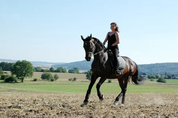 Equestrienne πηγαίνει στο τρέξιμο μια. — Φωτογραφία Αρχείου