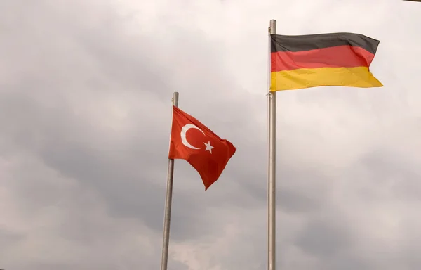 stock image German and Turkish flags .