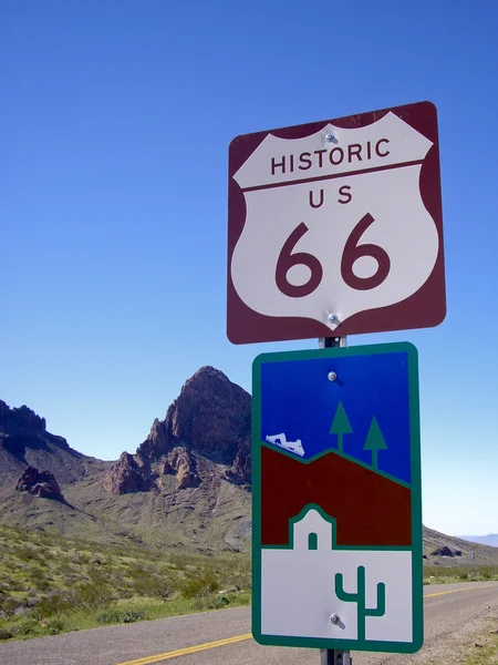 Historisch bord Route 66 — Stockfoto
