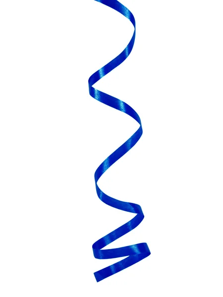 Ribbon of dark blue serpentine on a whi — Stock Photo, Image