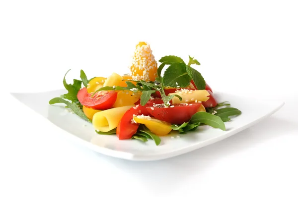 Salad of red and yellow tomatoes — Stock Photo, Image