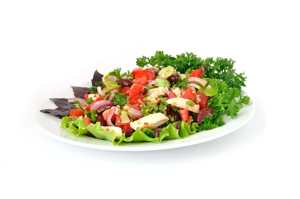Salade aux haricots, tomates et poulet — Photo